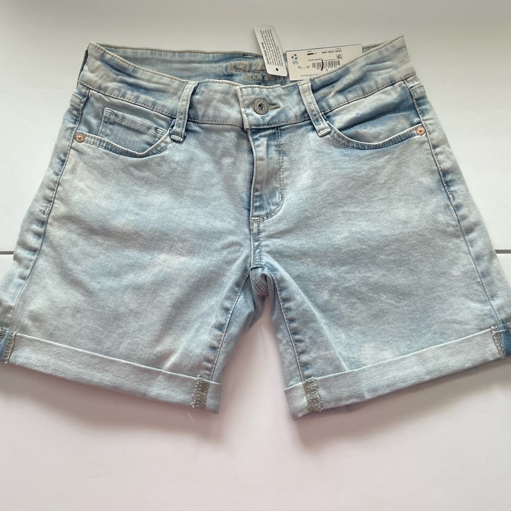 Arizona Jean Co Women’s Short Roll Cuff Boyfriend Blue Quartz Sz 1